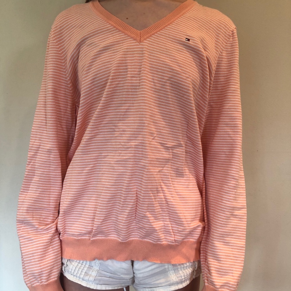 Tommy Hilfiger Oversized Striped V- Neck Sweater